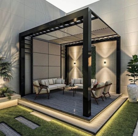 تصميم جلسات خارجية في القطيف|أحدث مظلات وسواتر حدائق 2027